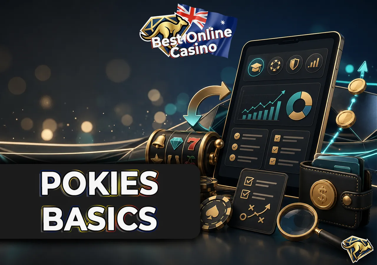 Pokies basics explained with core mechanics, simple strategy and a clean visual layout